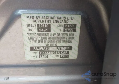 2011 Jaguar Xjl Xjl from USA, damaged, VIN SAJWA2GB8BLV16944